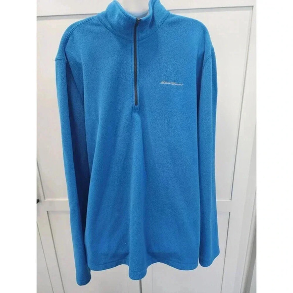 Eddie Bauer Mens TXL Blue Fleece Quarter Zip Long Sleeve Adult - Picture 1 of 4